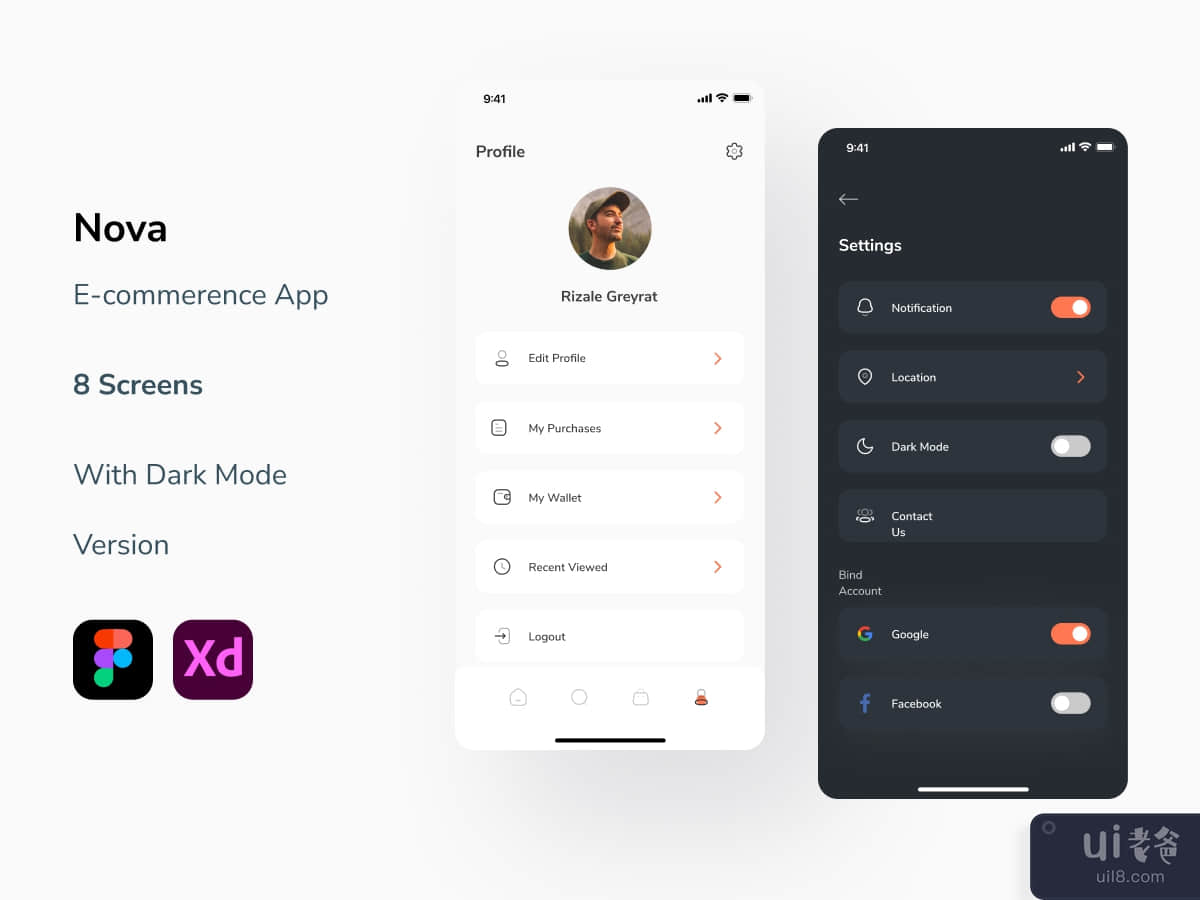 Nova - E commerence Mobile App - Profile Settings Screen