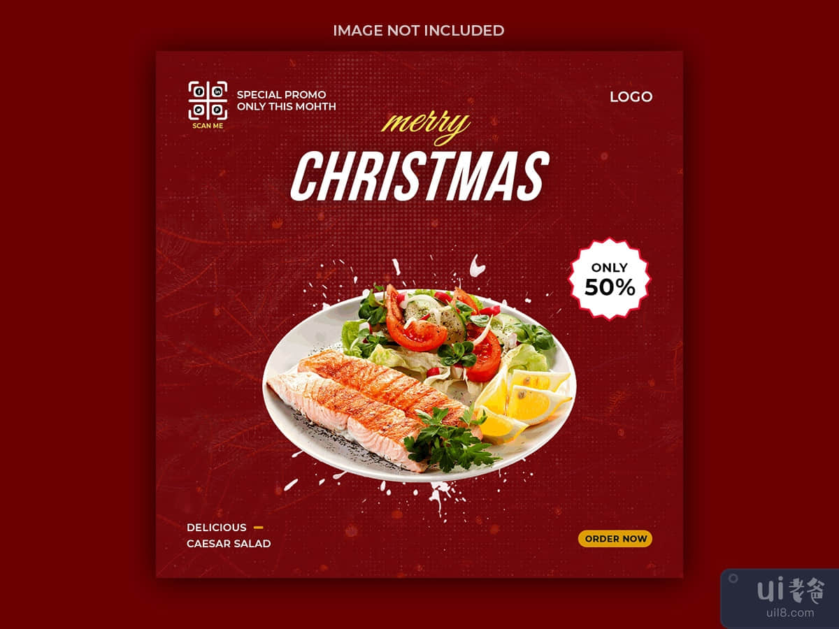 Merry christmas food menu social media post