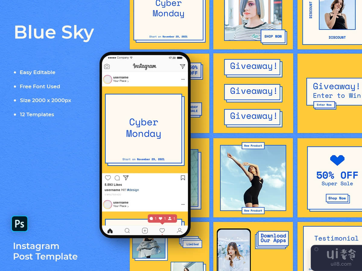 Blue Sky - Cyber Monday Social Media Post Template
