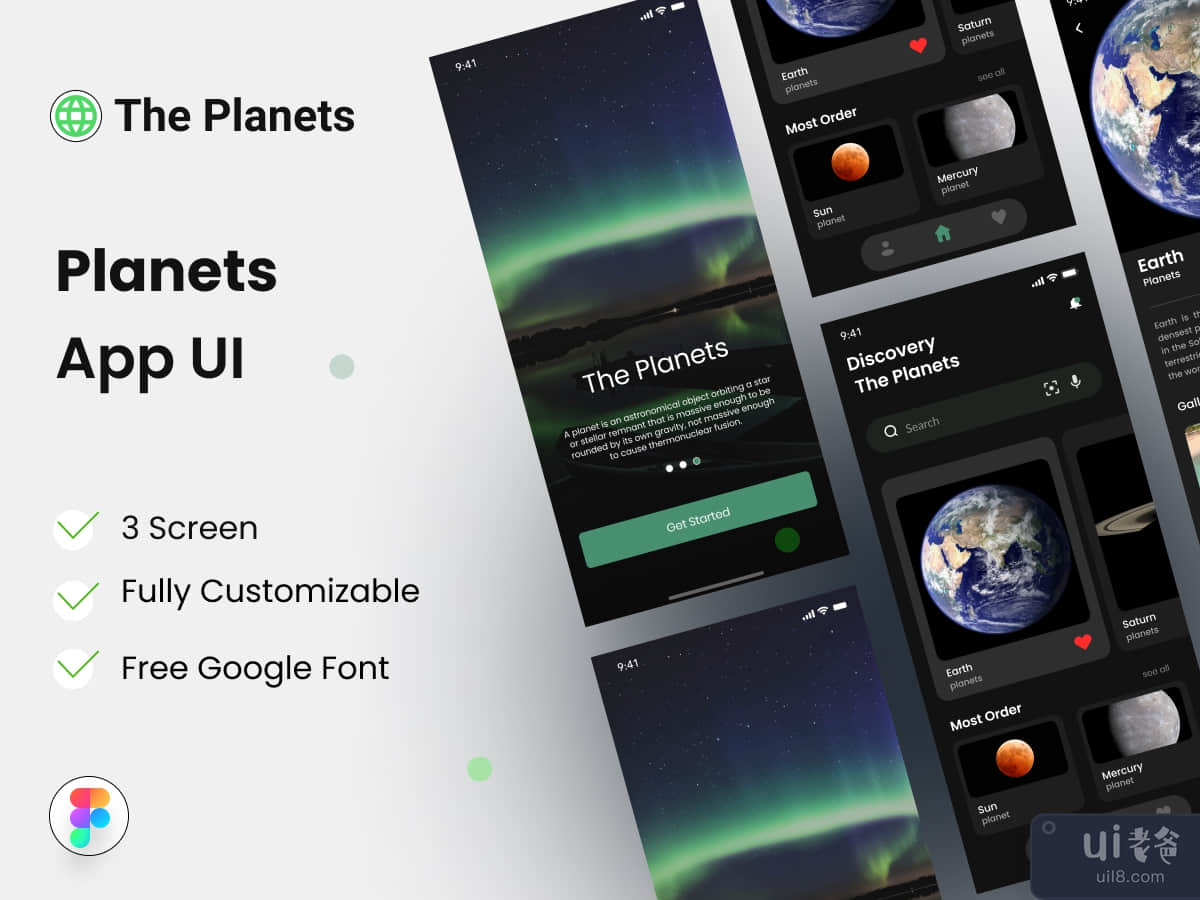 The Planets App UI Kits 