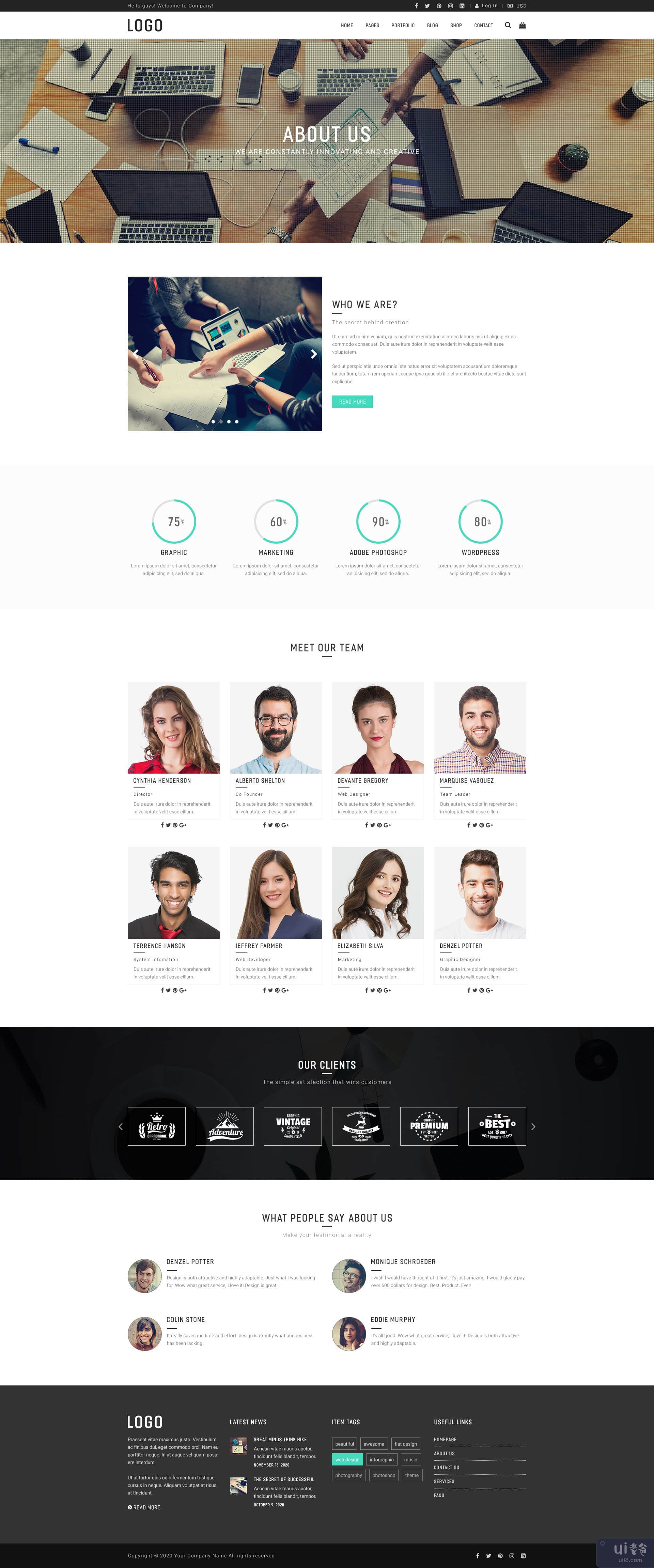 Astry 商业主页 PSD 网页模板(Astry Business Homepage PSD Web Template)插图