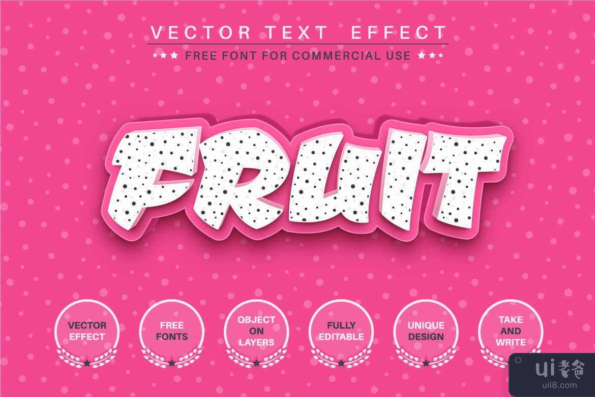 火龙果 - 可编辑的文字效果(Dragon fruit - editable text effect)插图1