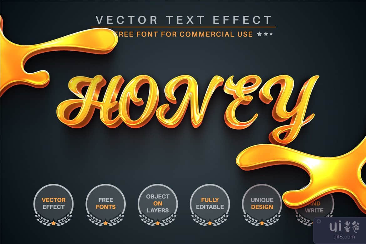 Golden Honey - 可编辑的文字效果，字体样式(Golden Honey - Editable Text Effect, Font Style)插图3