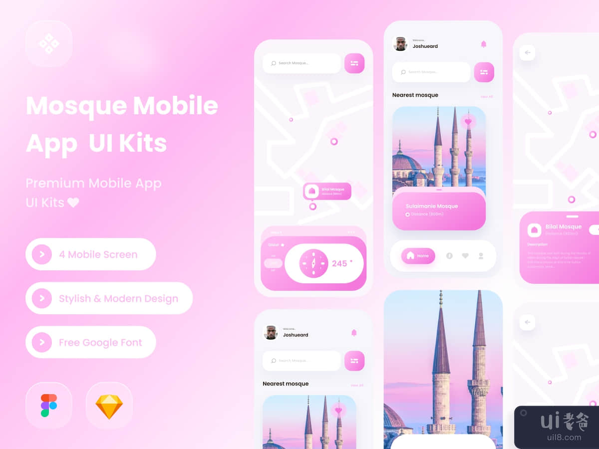 Go mosque app ui kit template