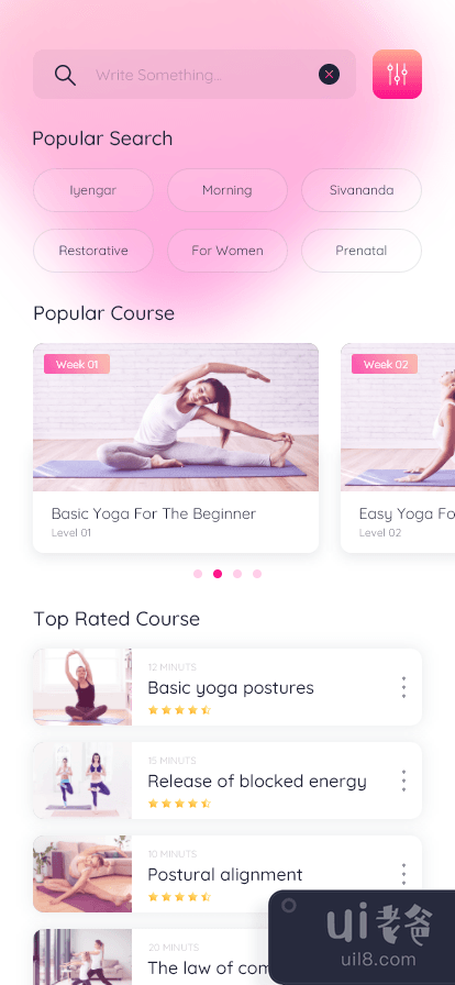 瑜伽应用概念 - 搜索和过滤器（轻）(Yoga App Concept - Search & Filter (Light))插图