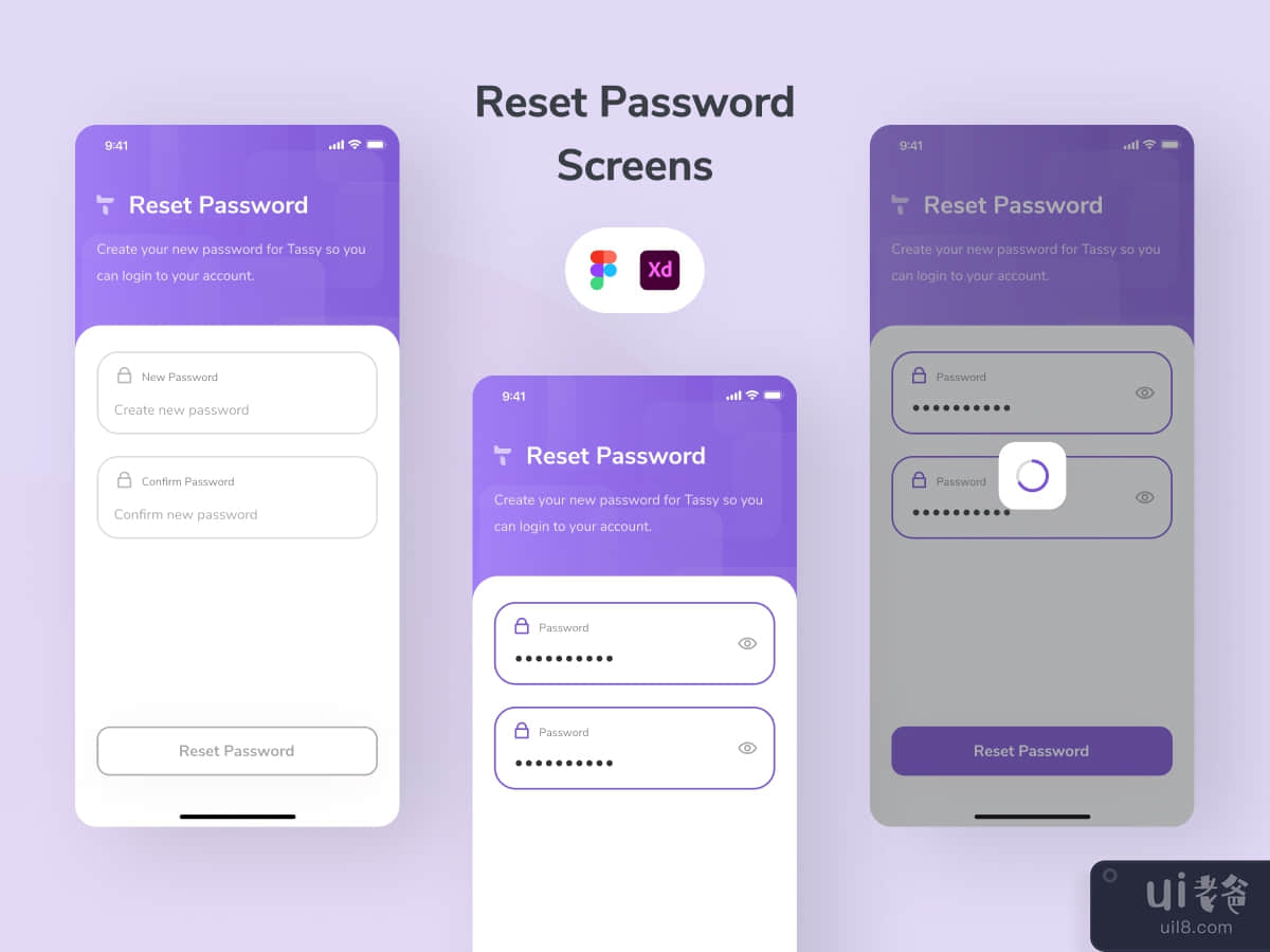 Reset Password Screens App UI