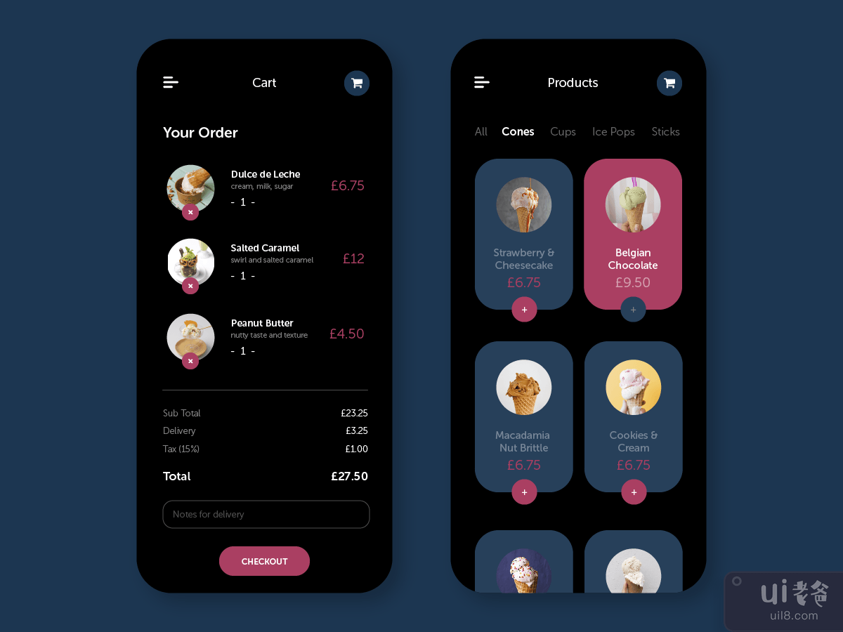 Ice Cream Shop App Concept