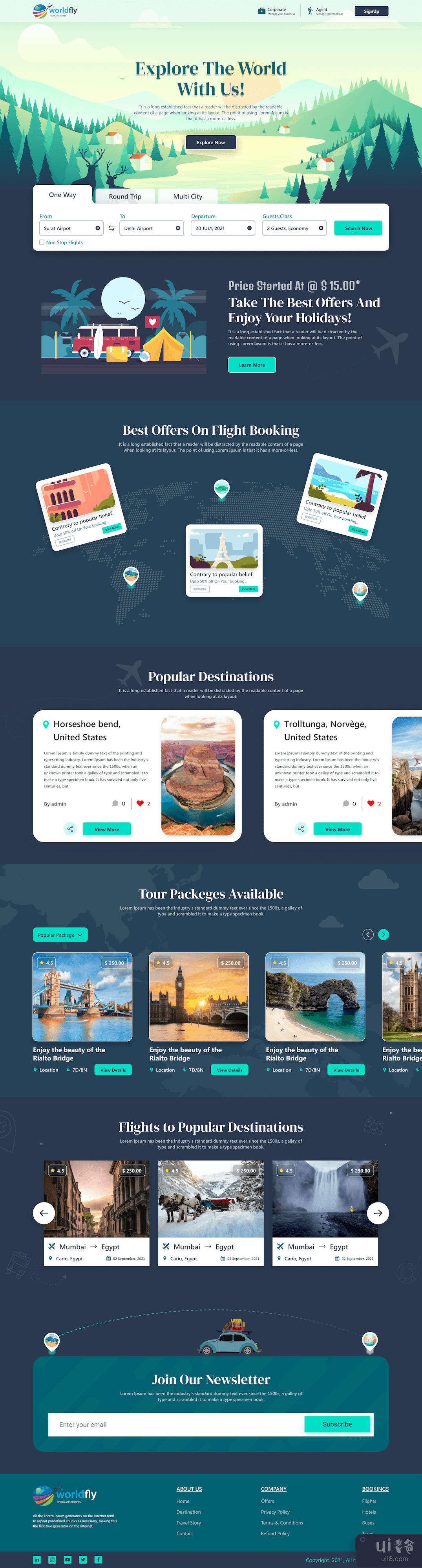 旅行社登陆页面设计(Travel Agency Landing Page Design)插图1