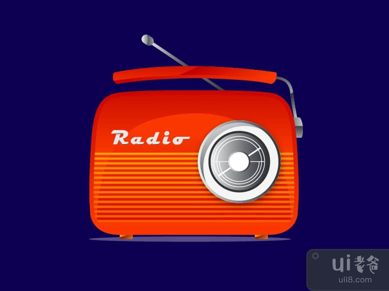 Red retro radio gradient icon