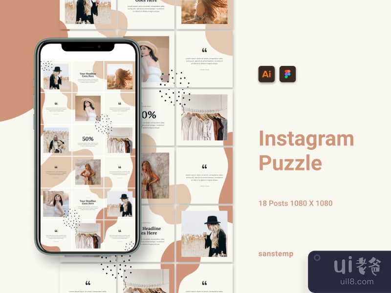 Social media post Instagram Puzzle template