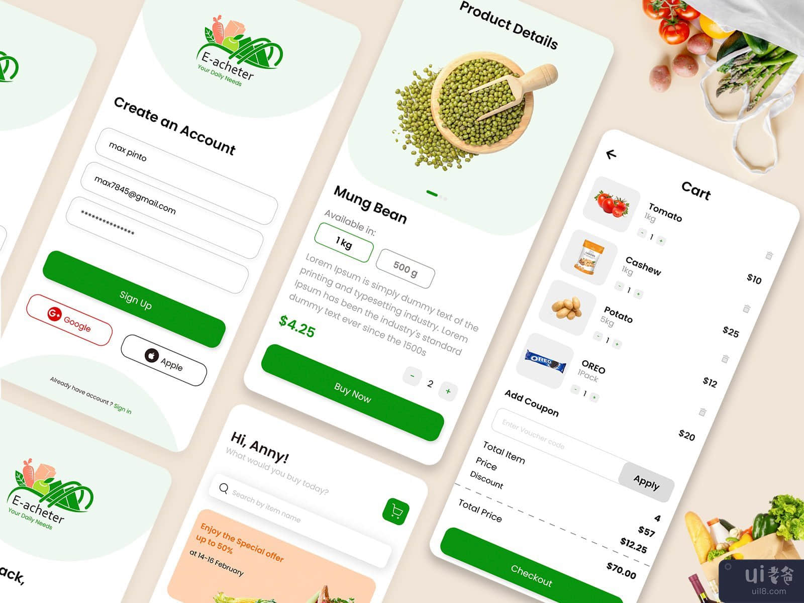 杂货店移动应用程序设计(Grocery Store Mobile App Design)插图