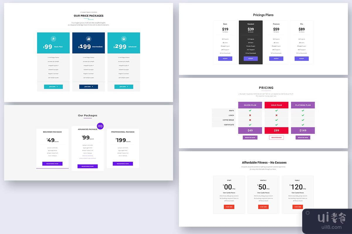 16 个定价表小部件 Web UI 工具包 Ver-02(16 Pricing Tables Widgets Web UI Kit Ver-02)插图1