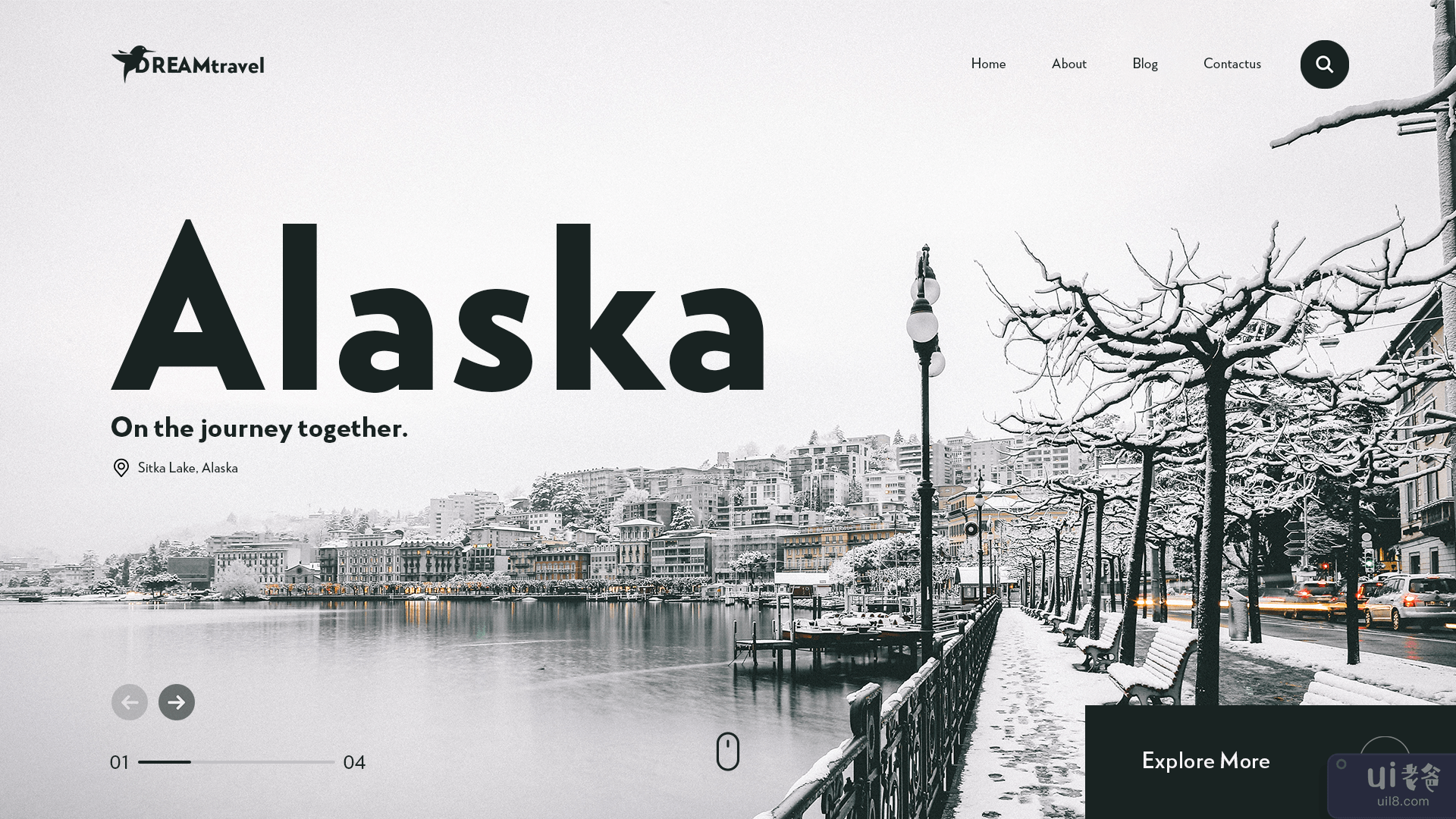 阿拉斯加 - 创意旅游登陆页面模板(Alaska - Creative Traveling Landing Page Template)插图