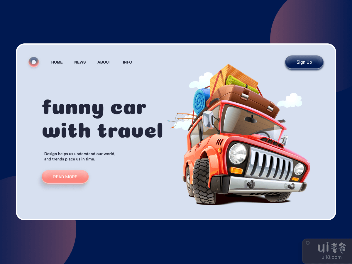Funny car With Travel Landing Page 