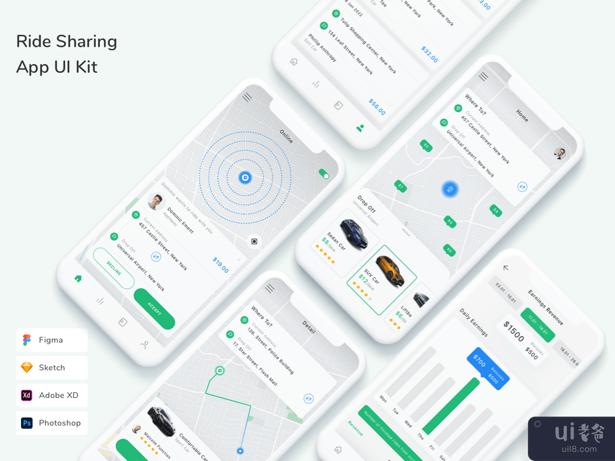 Ride Sharing App UI Kit