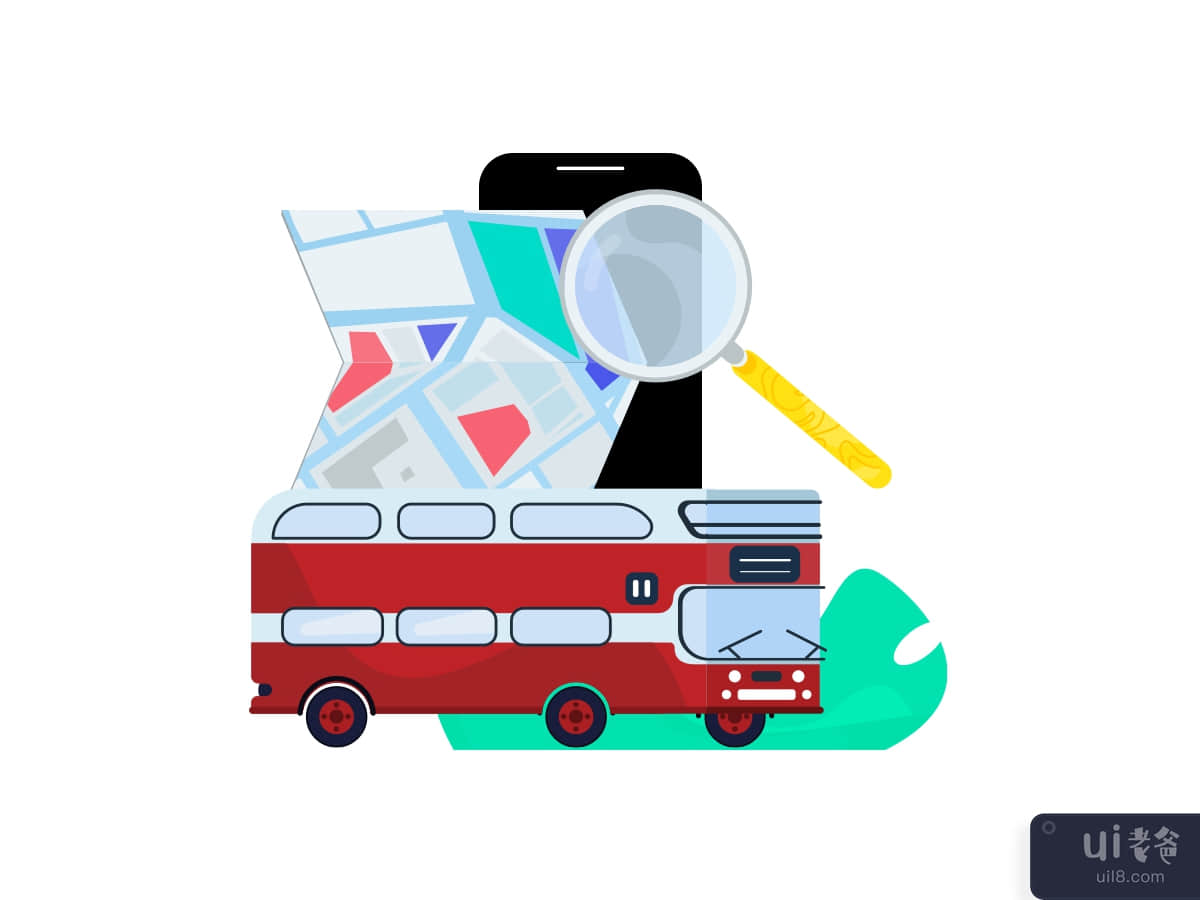  Search Bus on Phone - Illustration