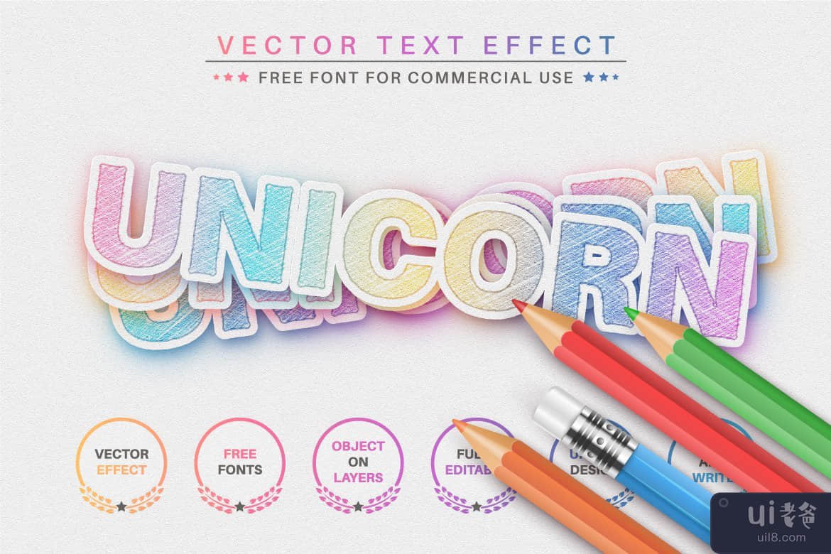 独角兽贴纸 - 可编辑的文字效果，字体样式(Unicorn Sticker - Editable Text Effect, Font Style)插图4