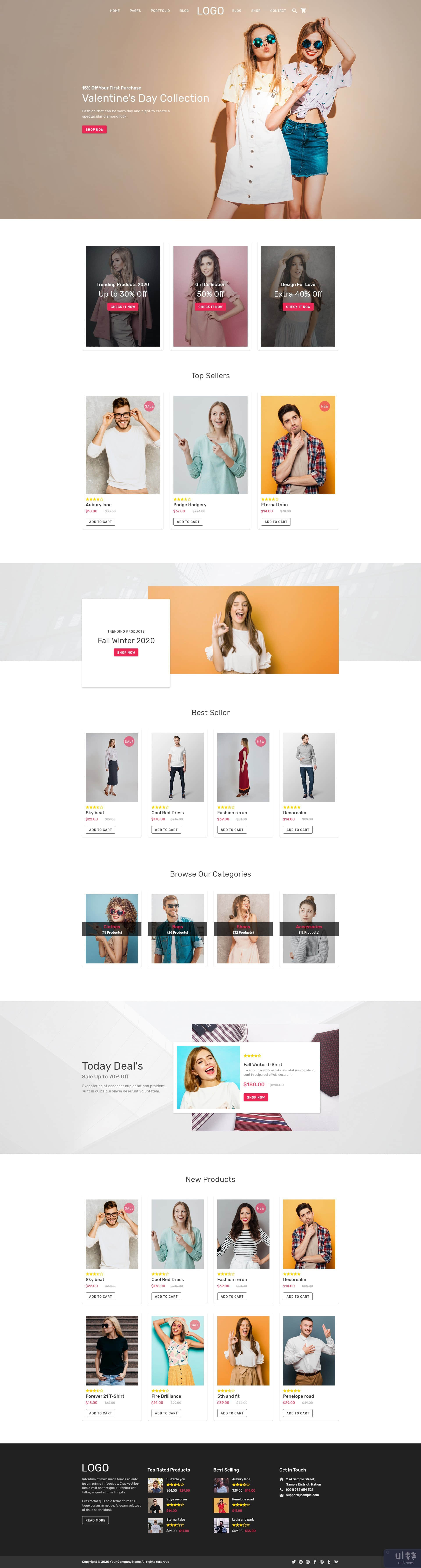 Kella 时装店主页 PSD Web 模板(Kella Fashion Store Homepage PSD Web Template)插图