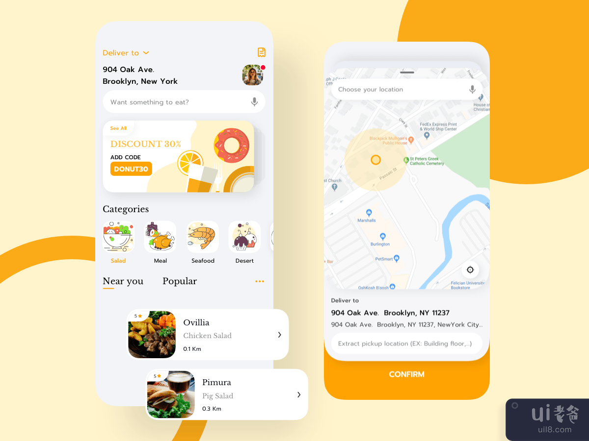 Home Address Food and Delivery Mobile UI Kit
