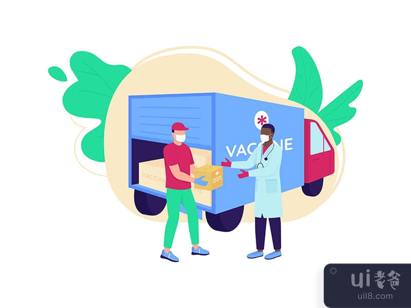 Vaccine delivery flat concept vector illustration