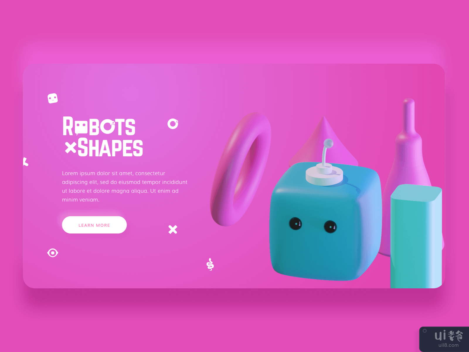 Robots and Shapes Landing screen (Pink Version)