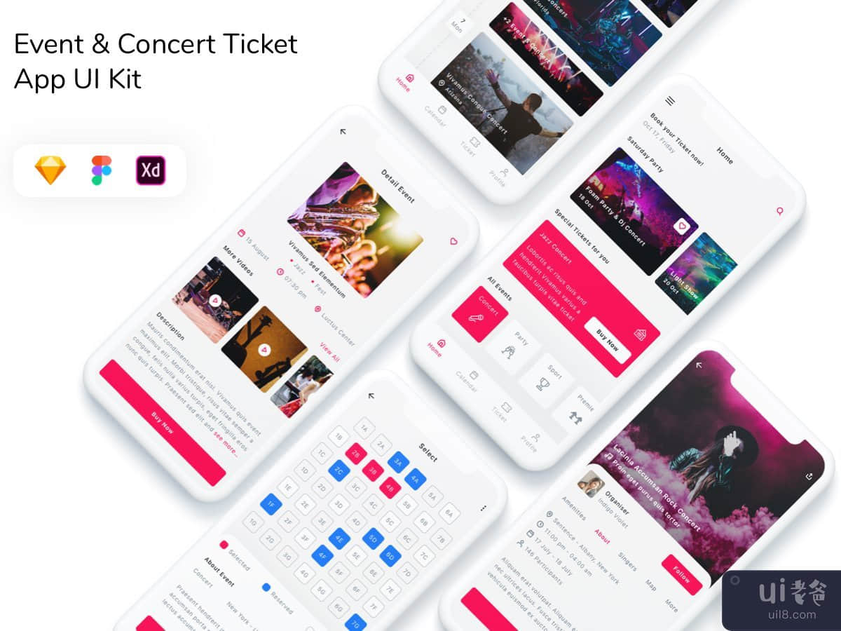 Event & Concert Ticket App UI Kit