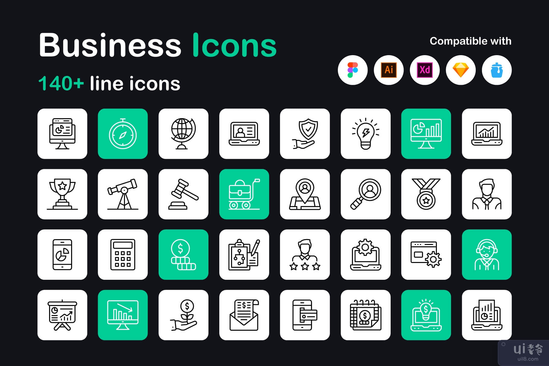 145 业务线性图标(145 Business Linear Icons)插图6