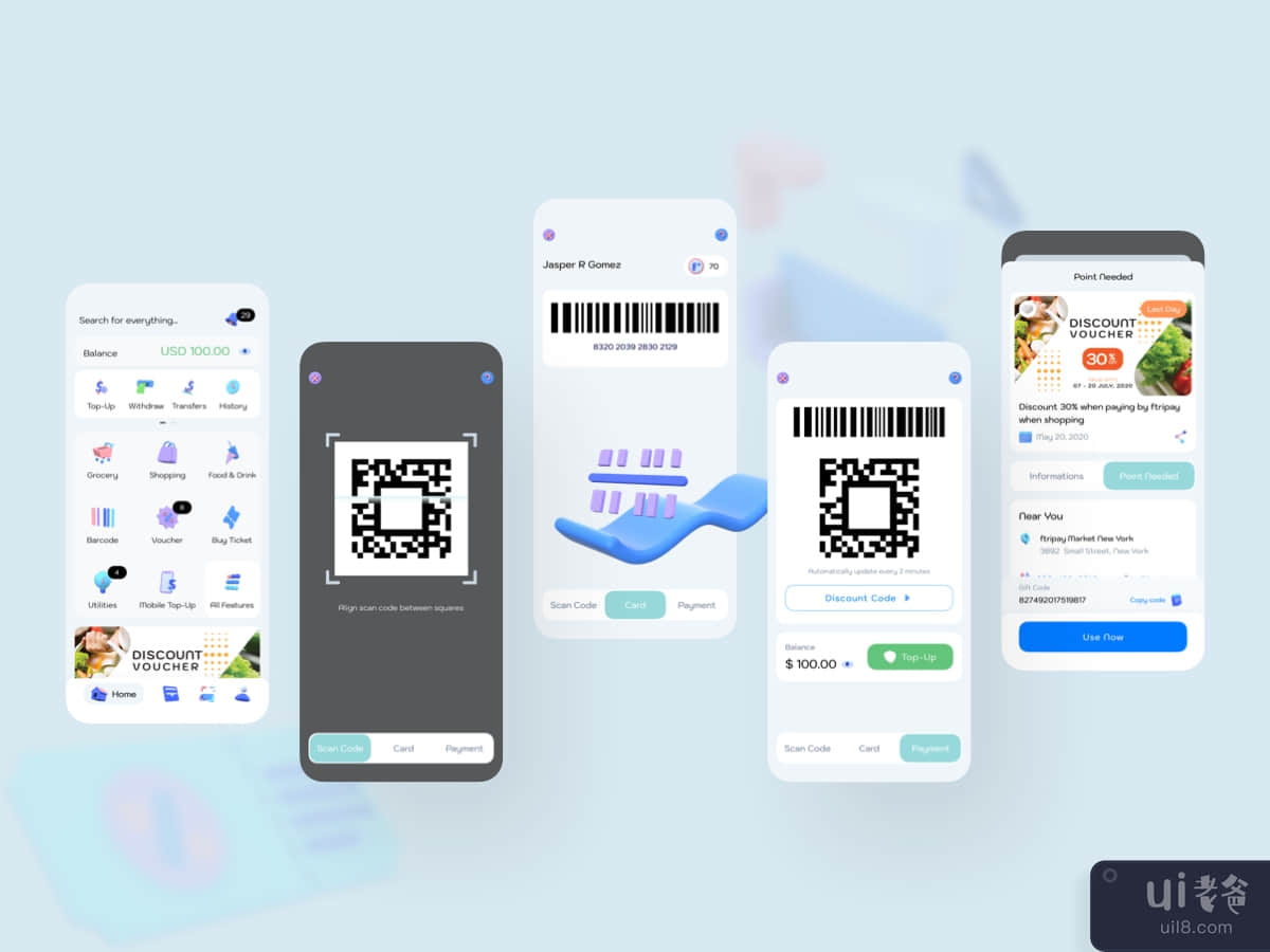 Scan - Digital Wallet Mobile Ui kits	
