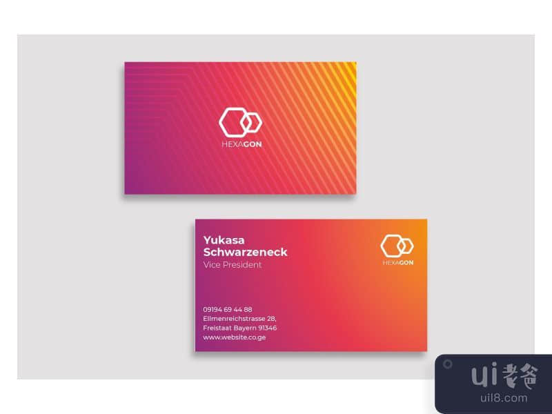 Business Card Hexagon Color Grading