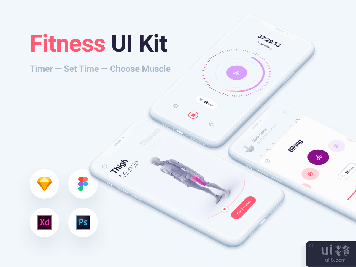 Fitness Gym Mobile App UI Kit Template