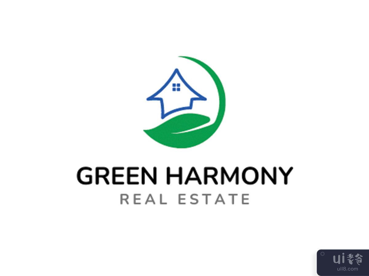 绿色蓝色首页叶子现代标志(Green Blue Home Leaf Modern Logo)插图