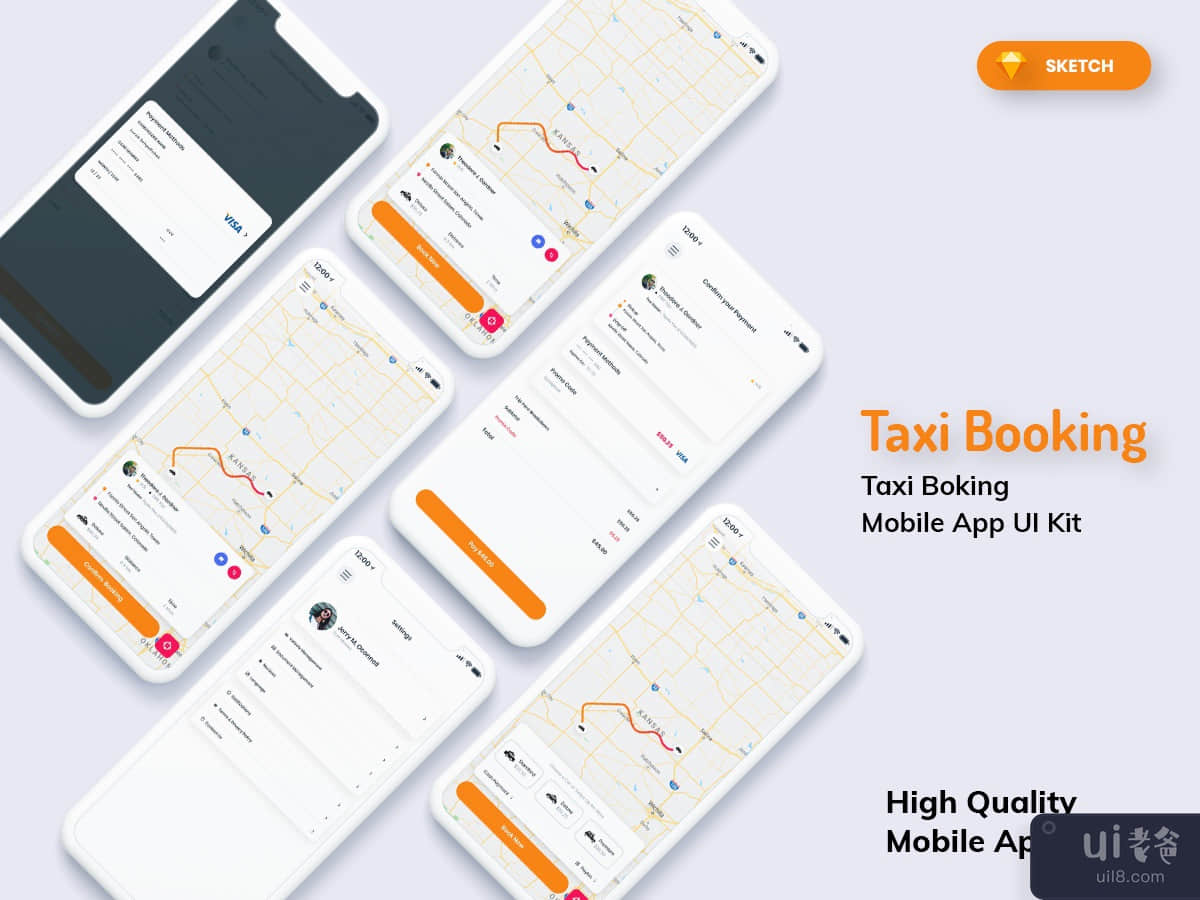 Taxi Booking Mobile App Light Version (SKETCH)