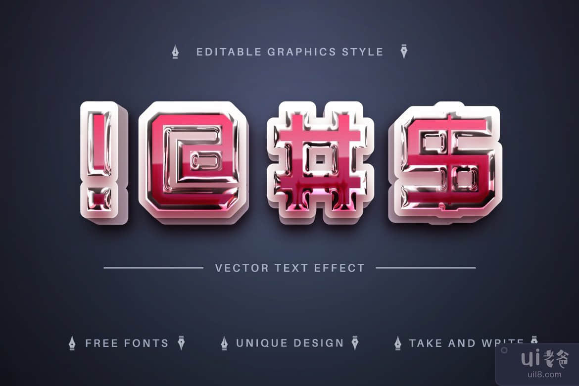 逼真的 3D - 可编辑的文本效果，字体样式(Realistic 3D - Editable Text Effect, Font Style)插图2