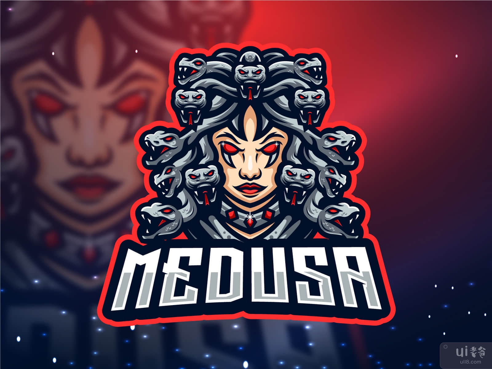 Medusa esport mascot logo design vector