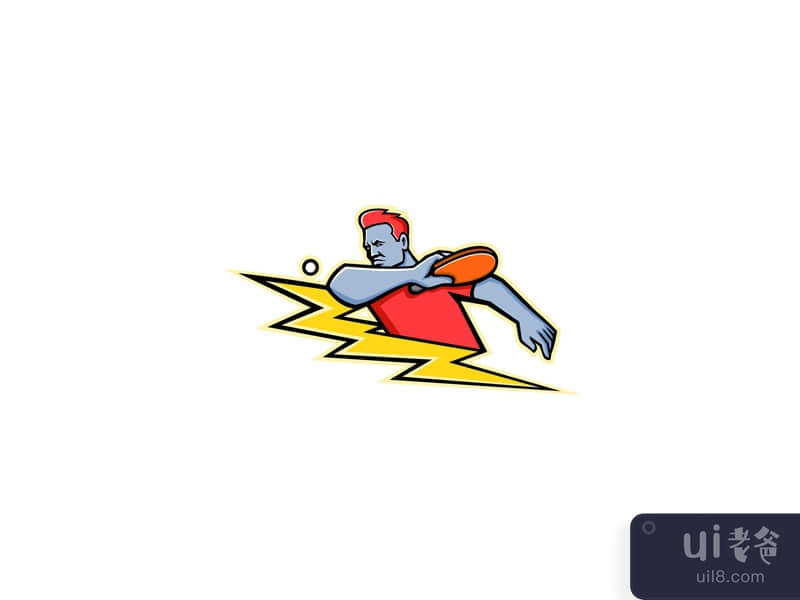 Table Tennis Player Lightning Bolt Mascot