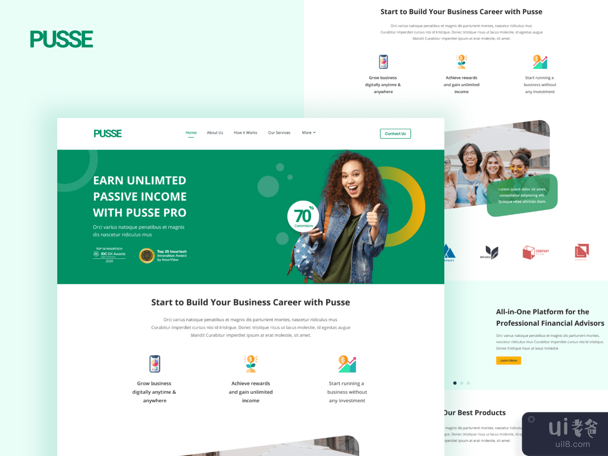 Insurance landing page - Pusse