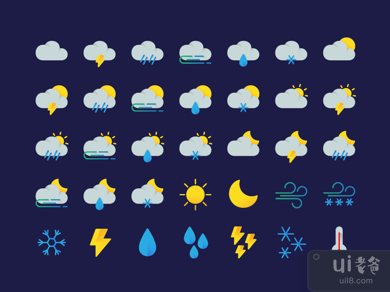 天气高级图标集(Weather Premium Icon Set)插图1