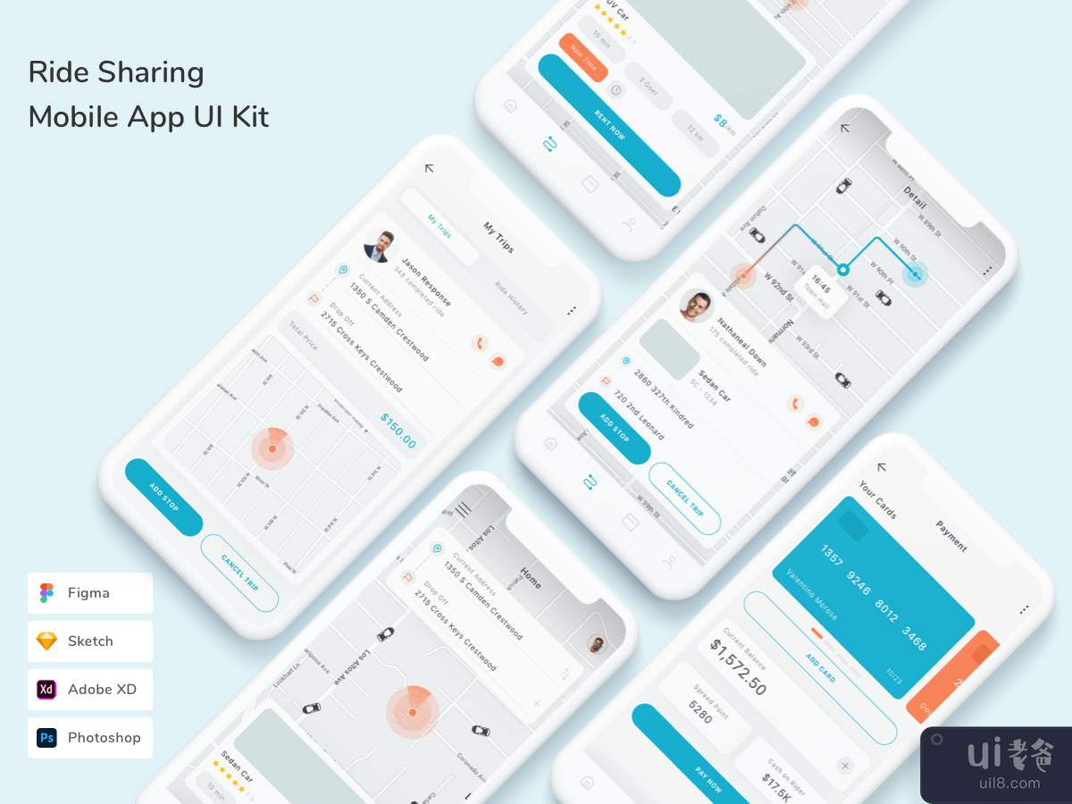 Ride Sharing Mobile App UI Kit