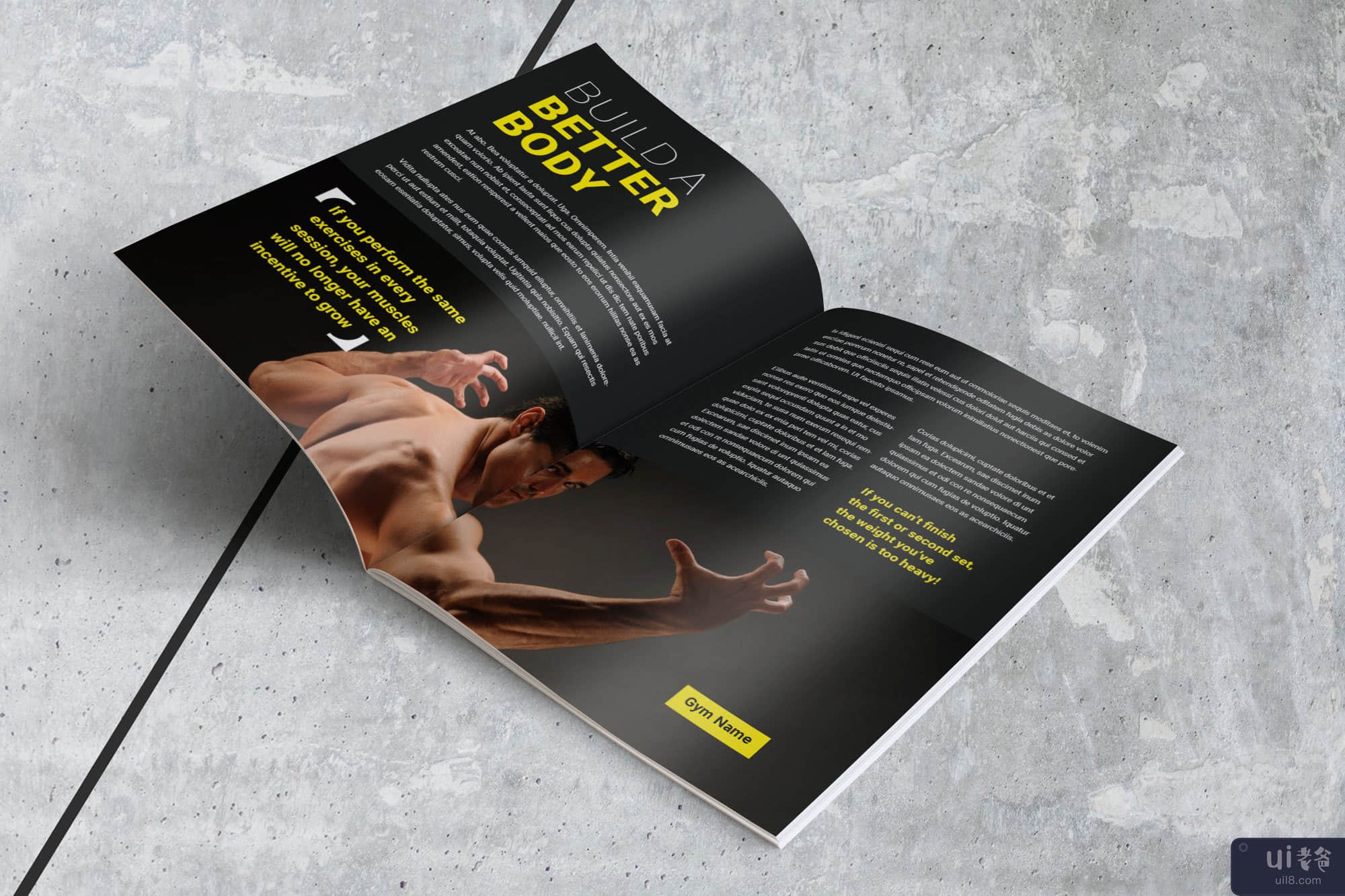 健身双折宣传册模板(Fitness Bi fold Brochure Template)插图2