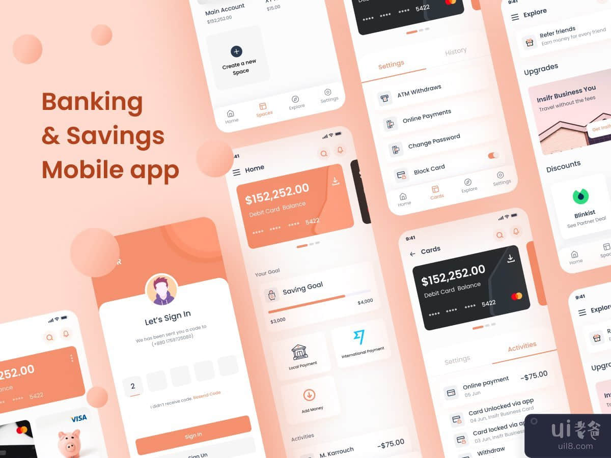 银行和储蓄移动应用程序(Banking  & Savings  Mobile app)插图