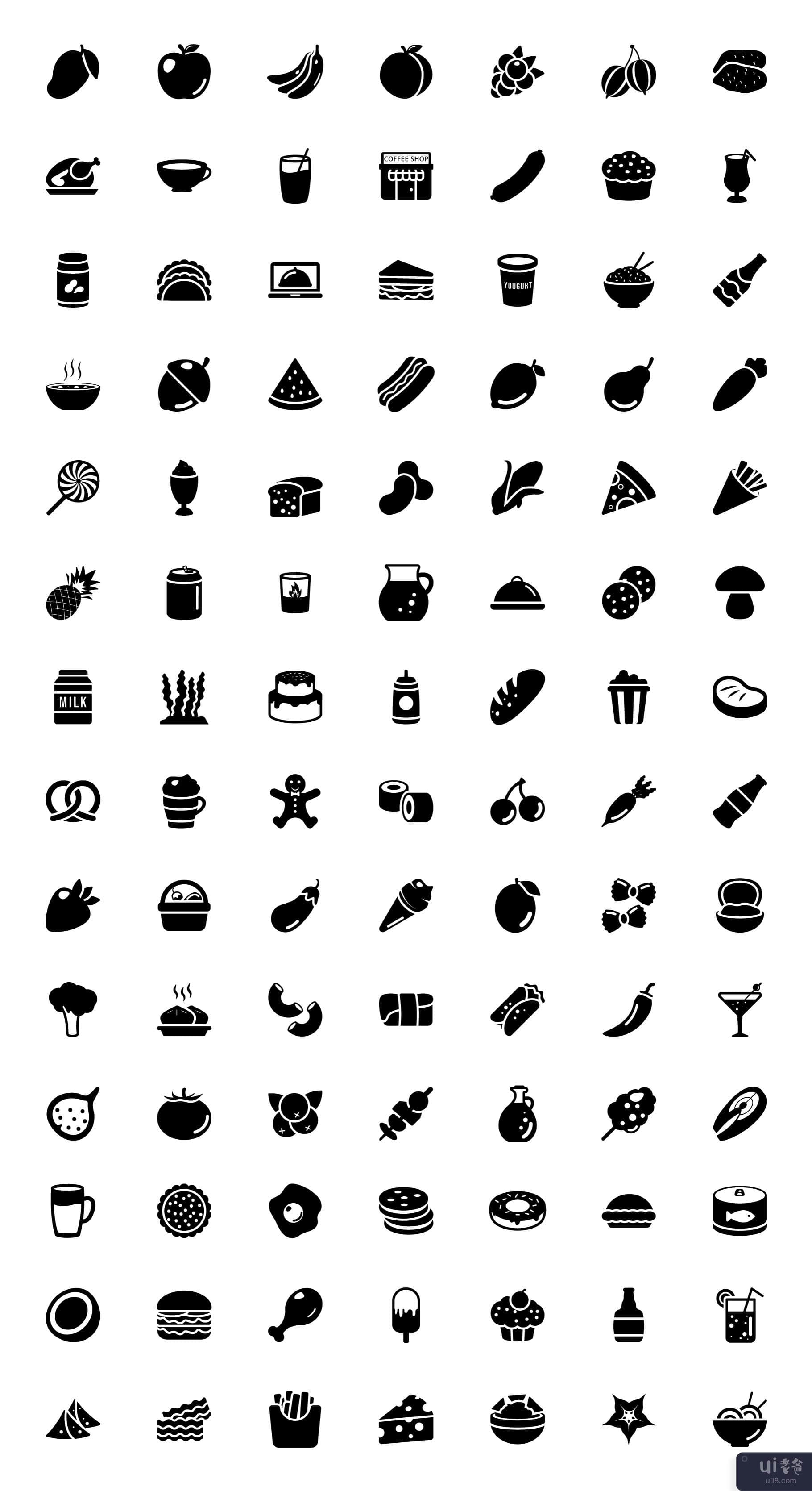 食物平面图标包(Pack of Food Flat Icons)插图