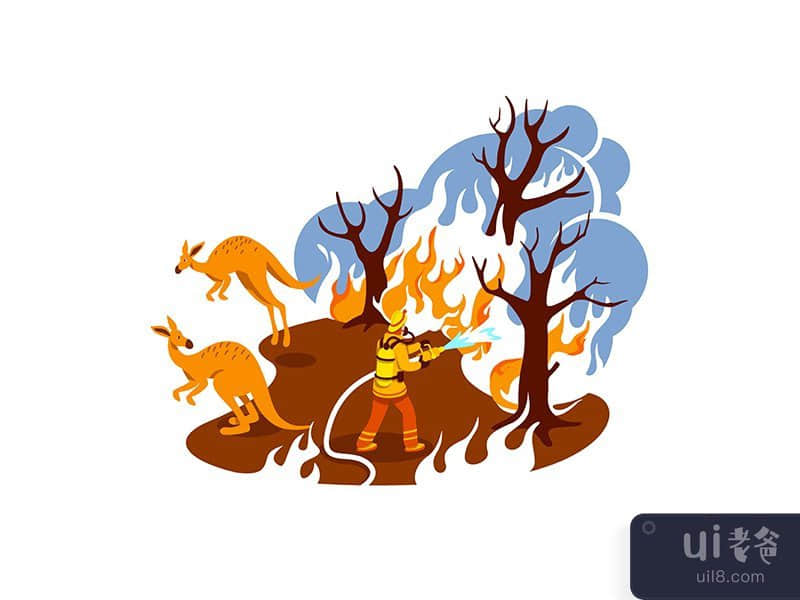 Save burning forest 2D vector web banner, poster