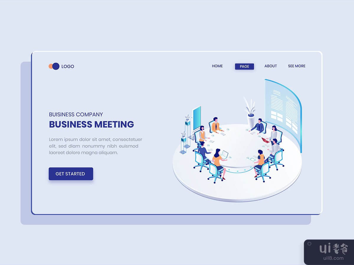 Business Meeting Isometric Concept Langding Page
