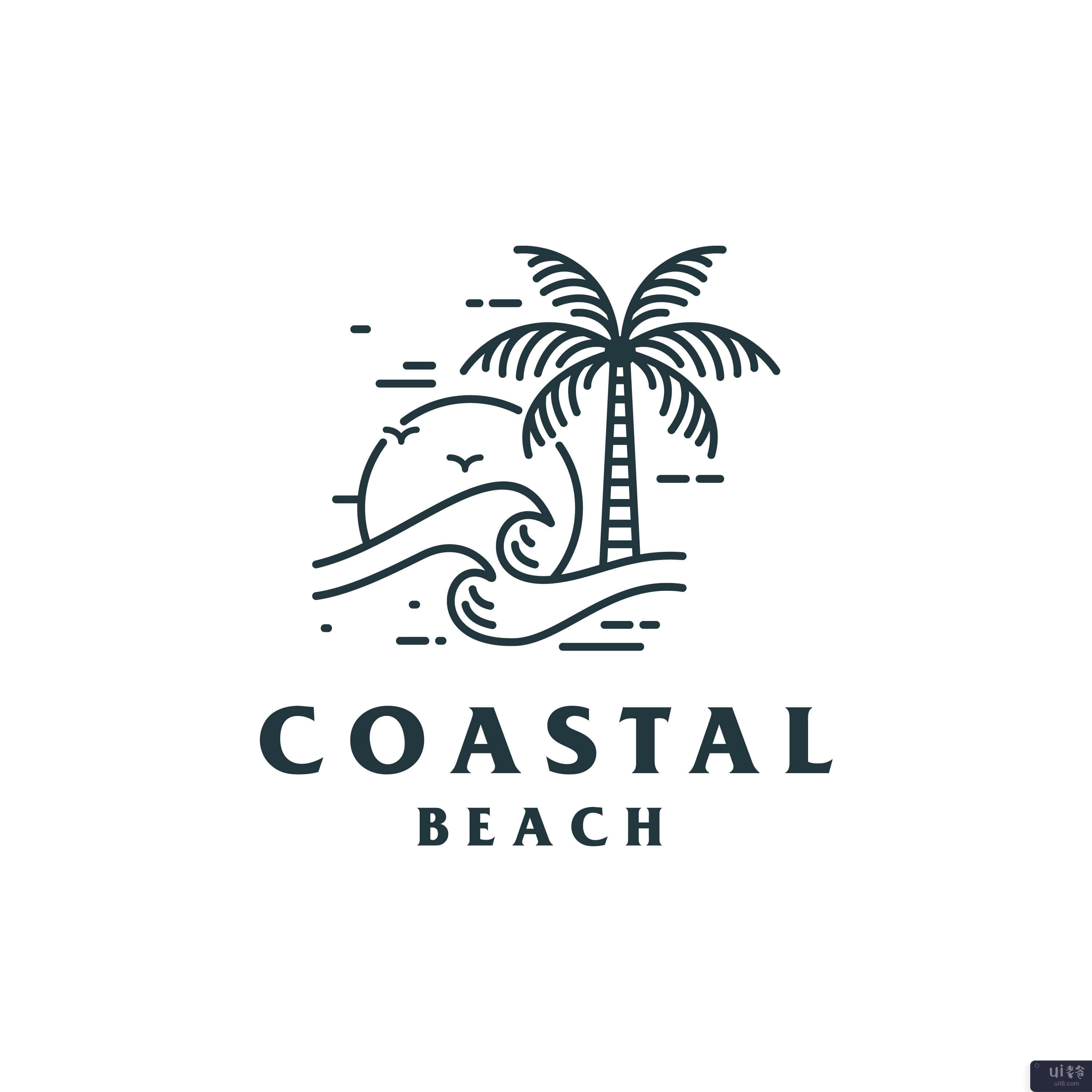 复古海岸海滩标志(Vintage coastal beach logo)插图
