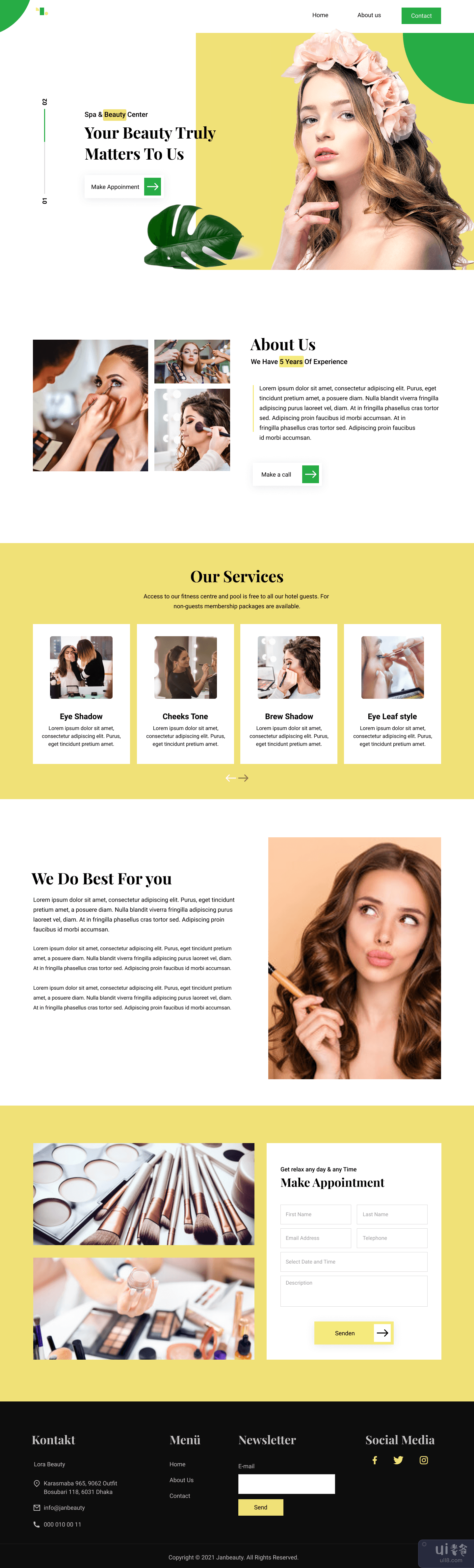 美容女孩沙龙的网络模型(Web mockup for beauty Girl Salon)插图