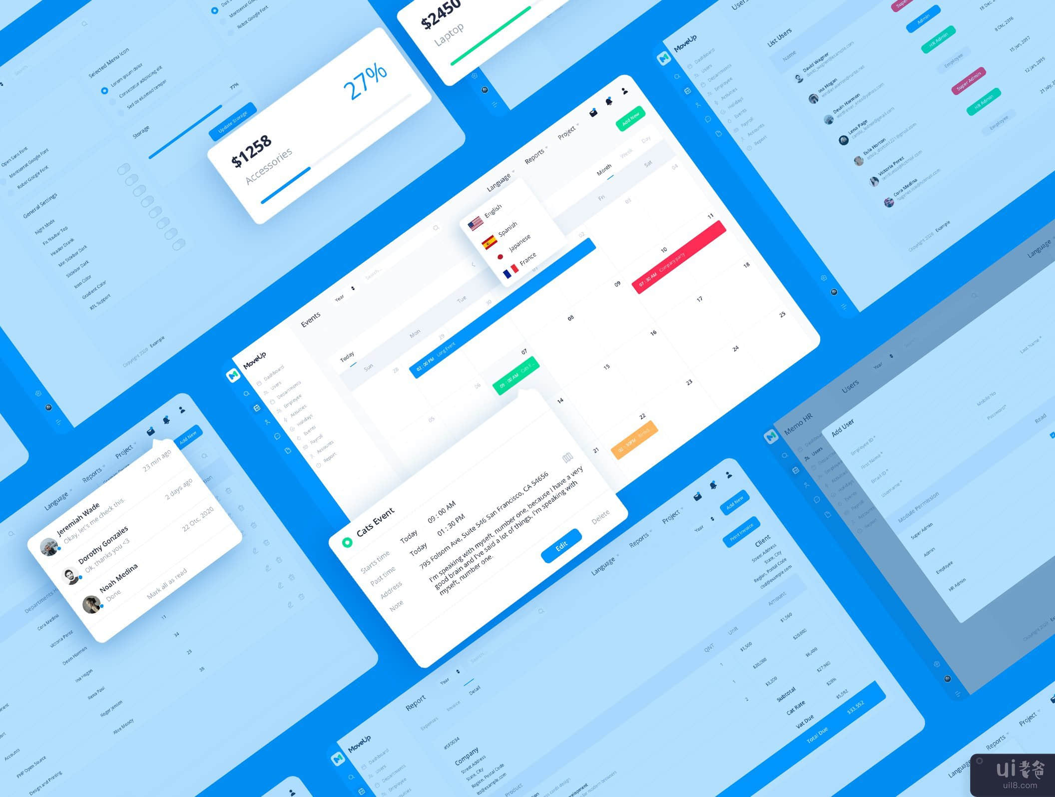 MoveUp - Sketch 的人力资源管理管理模板(MoveUp - HR Management Admin Template for Sketch)插图8