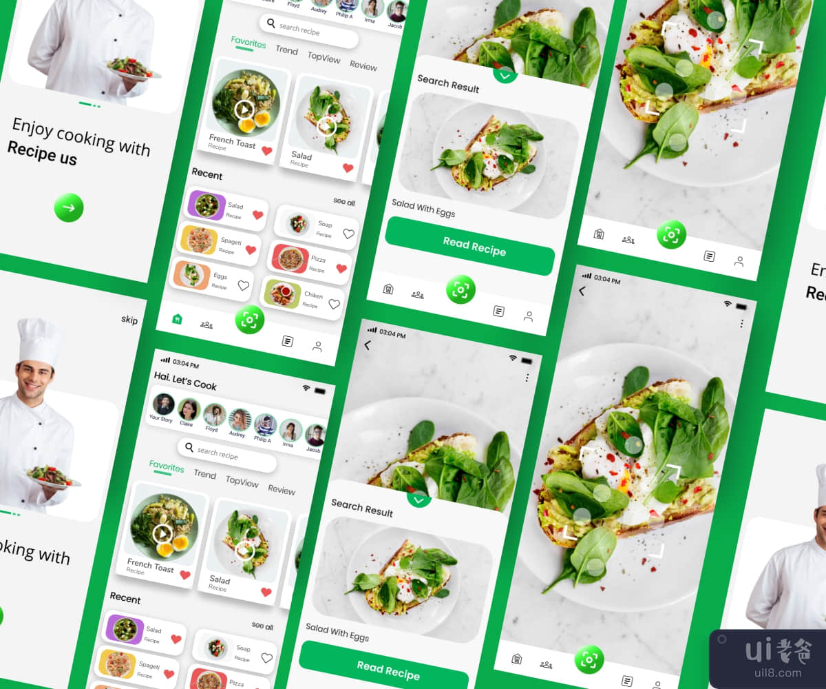 食谱应用程序 ui 套件(Recipe App ui kits)插图