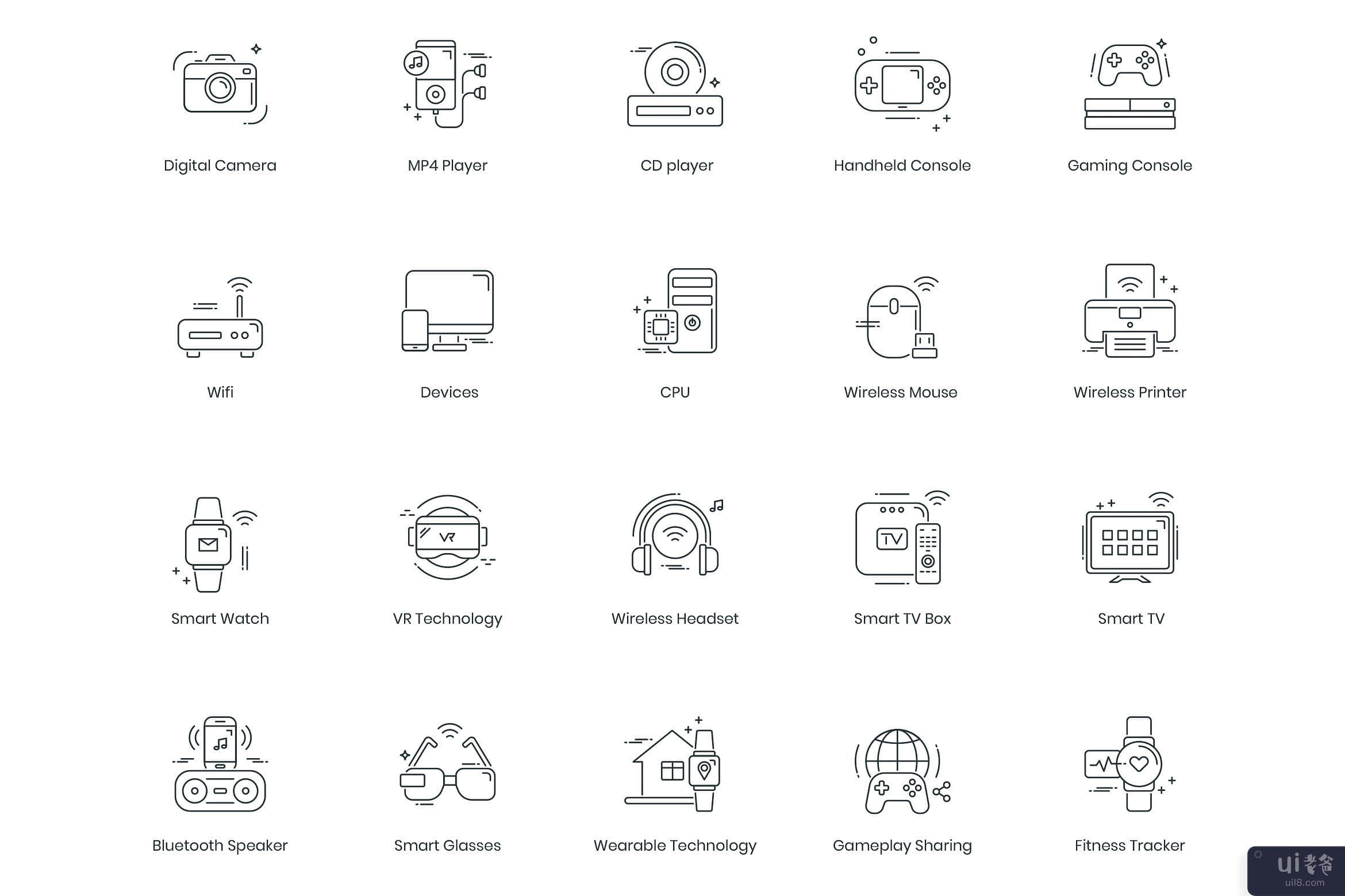 智能技术大纲图标（Pro 图标）(Smart Technology Outline Icons (Pro Icons))插图1