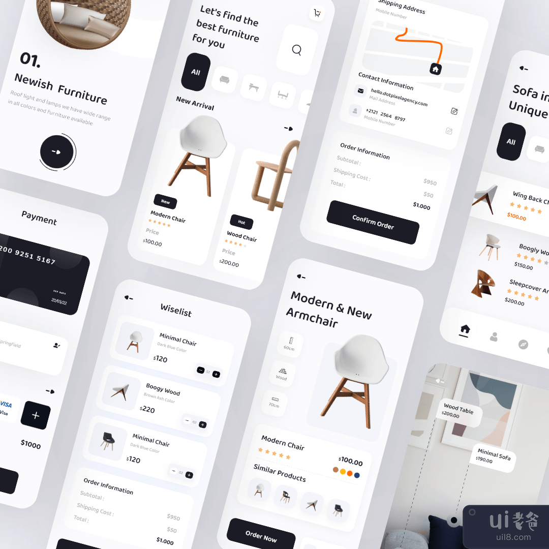 家具店移动应用程序设计(Furniture Shop Mobile App Design)插图