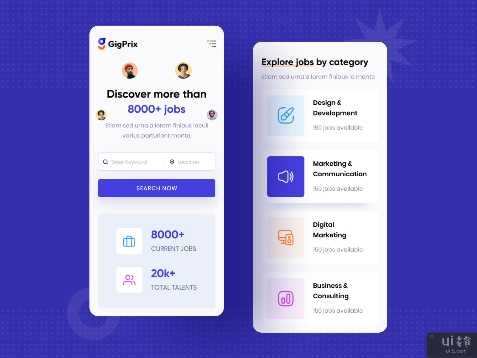 GigPrix - Job Finder Mobile Responsive